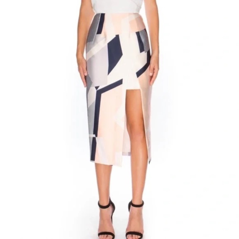 NWT KEEPSAKE the Label High Rise Spiral Geo Print Pencil Skirt